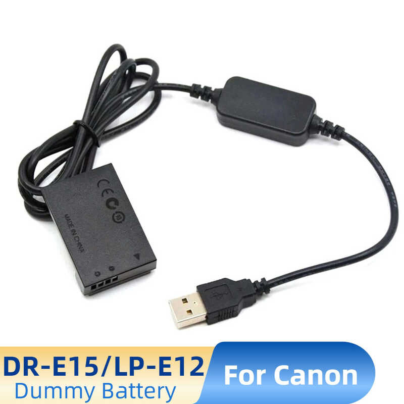 LP-E12 6 LP E12 Dummy Battery DR-E15 DR E15 DC Coupler+5V USB Power Cable for Canon EOS-100D Kiss