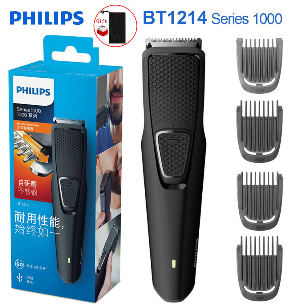 Philips BT1214 เครื่องโกนหนวดไฟฟ้า พร้อมแบตเตอรี่ไทเทเนียม แบบชาร์จไฟได้ สําหรับผู้ชาย