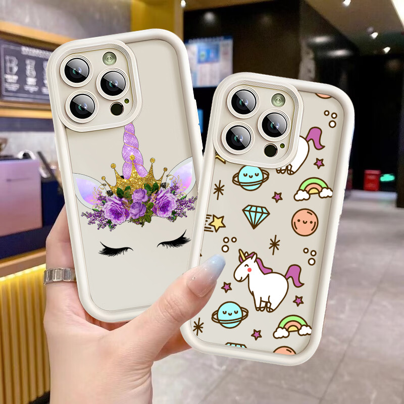 Y21 การ์ตูนยูนิคอร์นกันกระแทกเคสโทรศัพท์สําหรับ iPhone 16 15 14 13 12 11 Pro Max Mini Plus