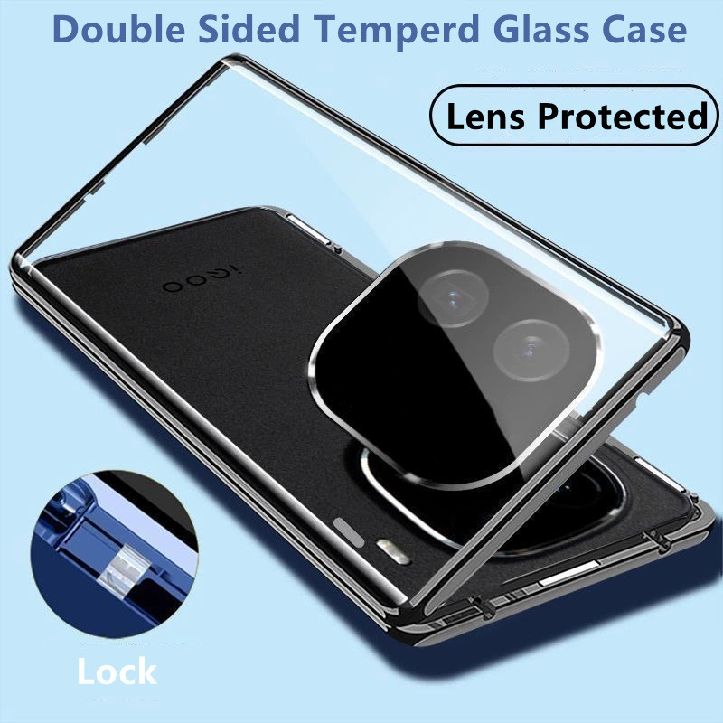เคสสําหรับ Vivo IQOO Z9 Z9x Z8 Z8x ⭐Withlens Privacy Double Sided Tempered Glass Metal Frame Magneti