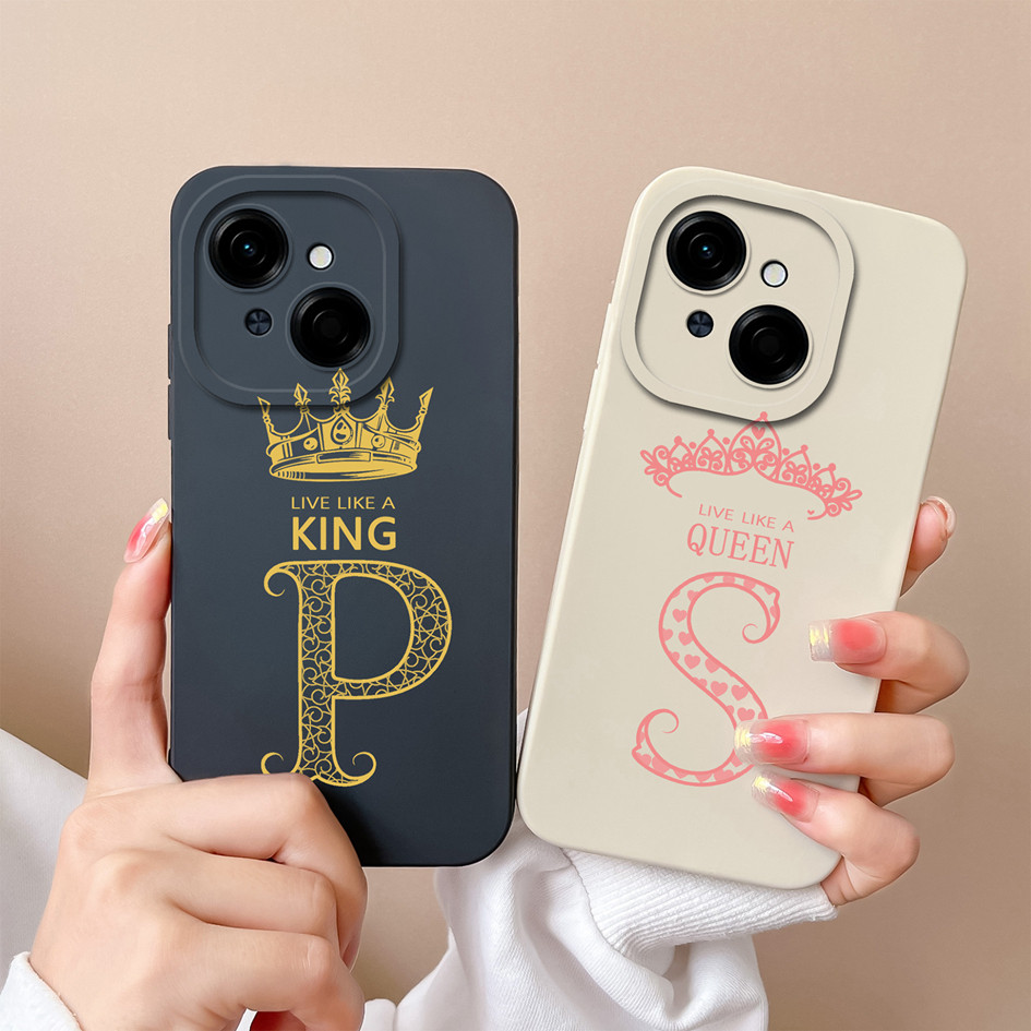 เคสโทรศัพท์สําหรับ Tecno Spark GO 1 Tecno Pop 9 ฝาหลังแฟชั่นมงกุฎตัวอักษรป้องกันกล้องซิลิโคนนุ่ม TPU สําหรับ Tecno SparkGO1 Pop9 กันชน Capa