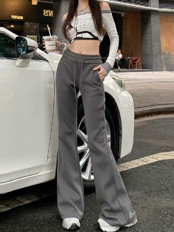 เวอร์ชั่นเกาหลีแฟชั่น Melade Hot Girl Flared Pants All-Match Casual Sports Mopping Floor
