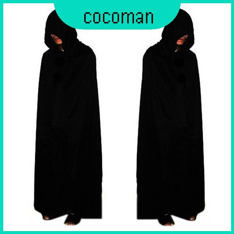 คอสเพลย์เสื้อคลุมฮาโลวีน Grim Reaper แวมไพร์แม่มด Wizard Robe Party ผู้ใหญ่เด็กเสื้อคลุมสีดําเครื่องแต่งกายสําหรับ Cape