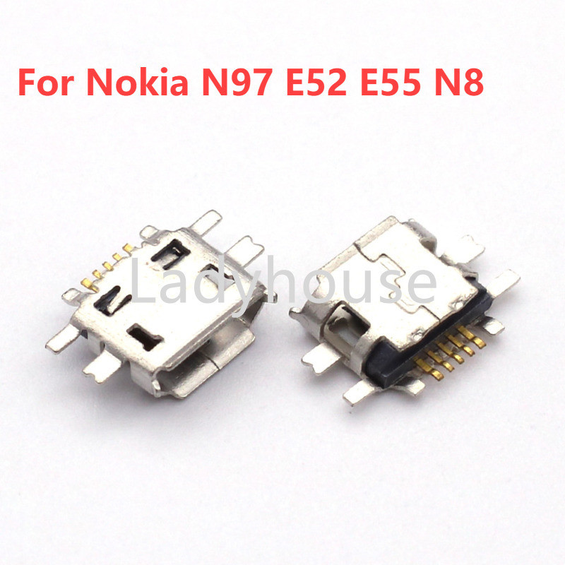 100pcs Micro USB 5Pin แจ็คเชื่อมต่อซ็อกเก็ตข้อมูลชาร์จพอร์ตหางปลั๊กสําหรับ Nokia N97 E52 E55 N8 โทรศ