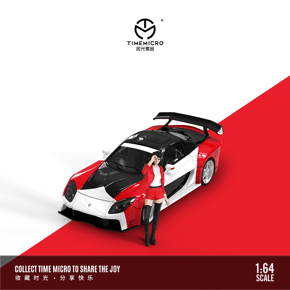 TIME MICRO 1:64 Mazda RX-7 Veilside จําลองรถรุ่นสําหรับคอลเลกชันและจอแสดงผลและของขวัญ