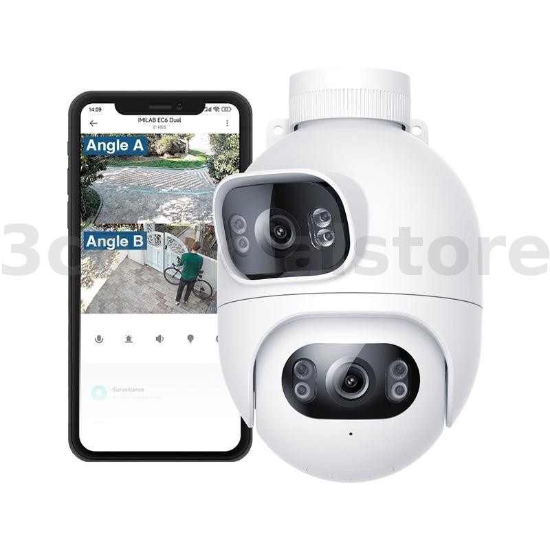 Imilab EC6 กล้องสปอตไลท์ WiFi 2K คู่ 360° Ptz ไร้สาย Cam สี Night Vision AI การตรวจจับสองทางเสียงไซ