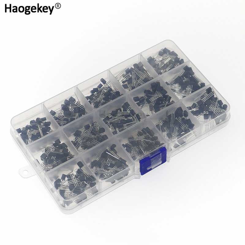 ❤ 600 ชิ้น 15 ชนิด 40 ทรานซิสเตอร์แต่ละชุด To-92 ชุด 2N222, 2N3