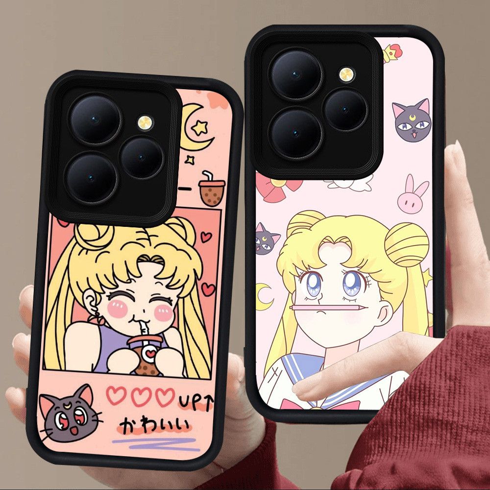 E39 อะนิเมะ Sailor Moon สําหรับซิลิโคนสีดํา ITEL S23 A70 A80 A90 RS4 P65 A50 P55 5G