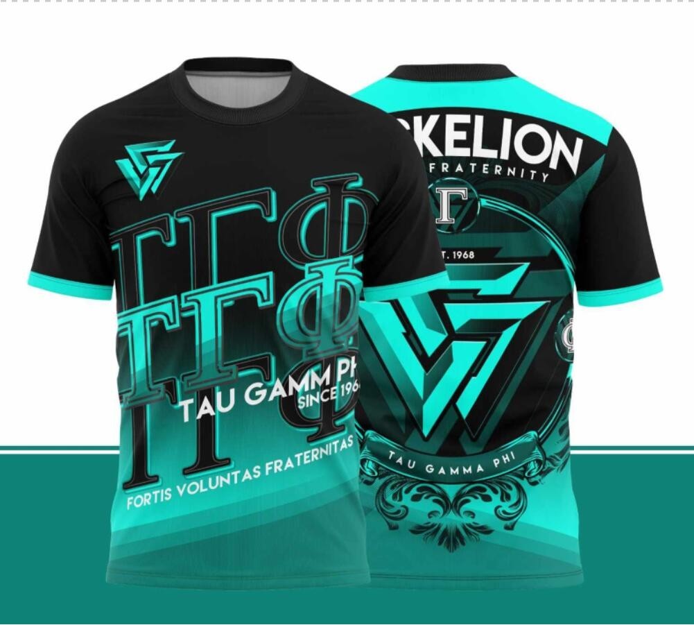 Tau Gamma Phi Triskelion Frat เสื้อ 56th Anniversary Full Sublimation 3D พิมพ์เสื้อยืดฤดูร้อน