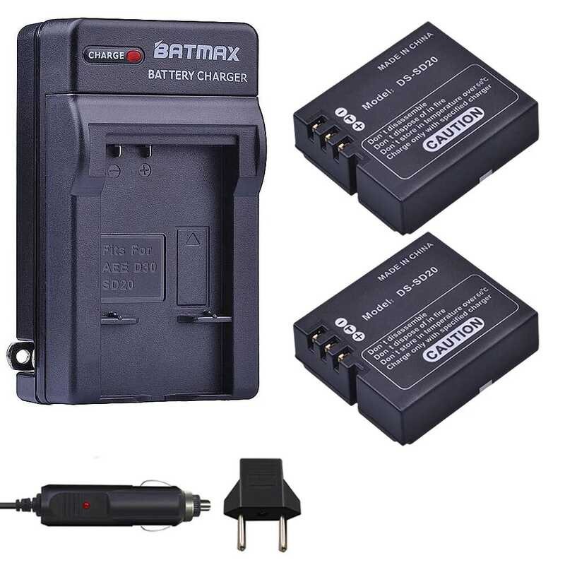 ▥ 2Pcs Ds-Sd20 Sd20 DS Sd20แบตเตอรี่ + เครื่องชาร์จผนังสำหรับ 4S 5S Actionpro Sd20f Wif Rollei