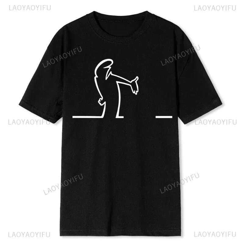 ลิเนีย ลา เสื้อยืดเดินสำหรับทุกเพศ เสื้อยืด The Line Osvaldo Cavandoli TV คอวีกลม ดีไซน์เฉพาะตัว พิม