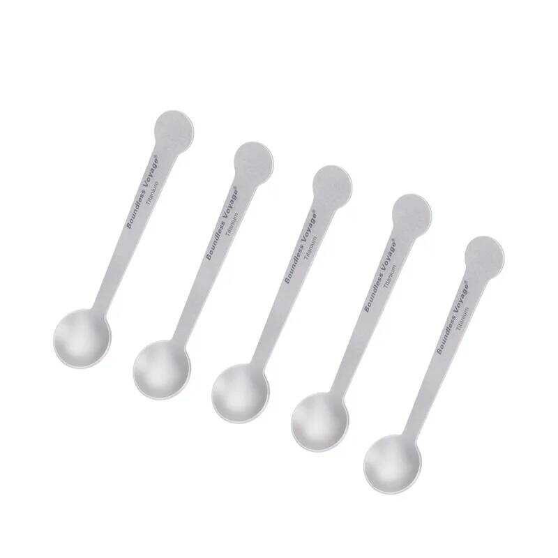 Boundless Voyage 5 ชิ้นไทเทเนียมมินิช้อนกาแฟช้อนขนาดเล็กสําหรับ, ชา, น้ําตาลและแยม, อุปกรณ์ปาร์ตี้