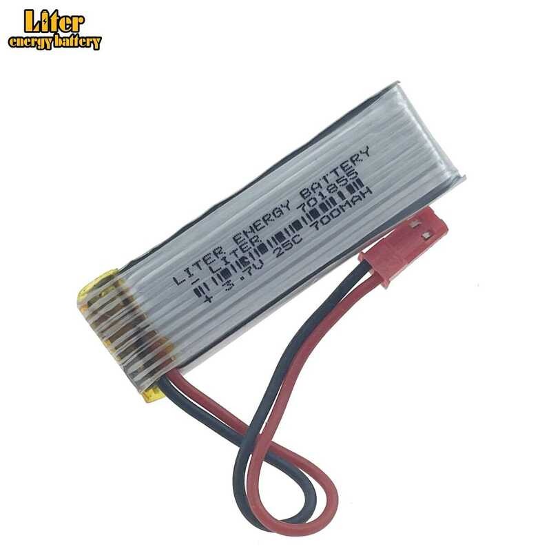 แบตเตอรี่ลิเธียมโพลิเมอร์แบบชาร์จได้สำหรับโดรน 3.7V JST-2P 700mAh701855 สำหรับ RC UDI u817 u817a u81