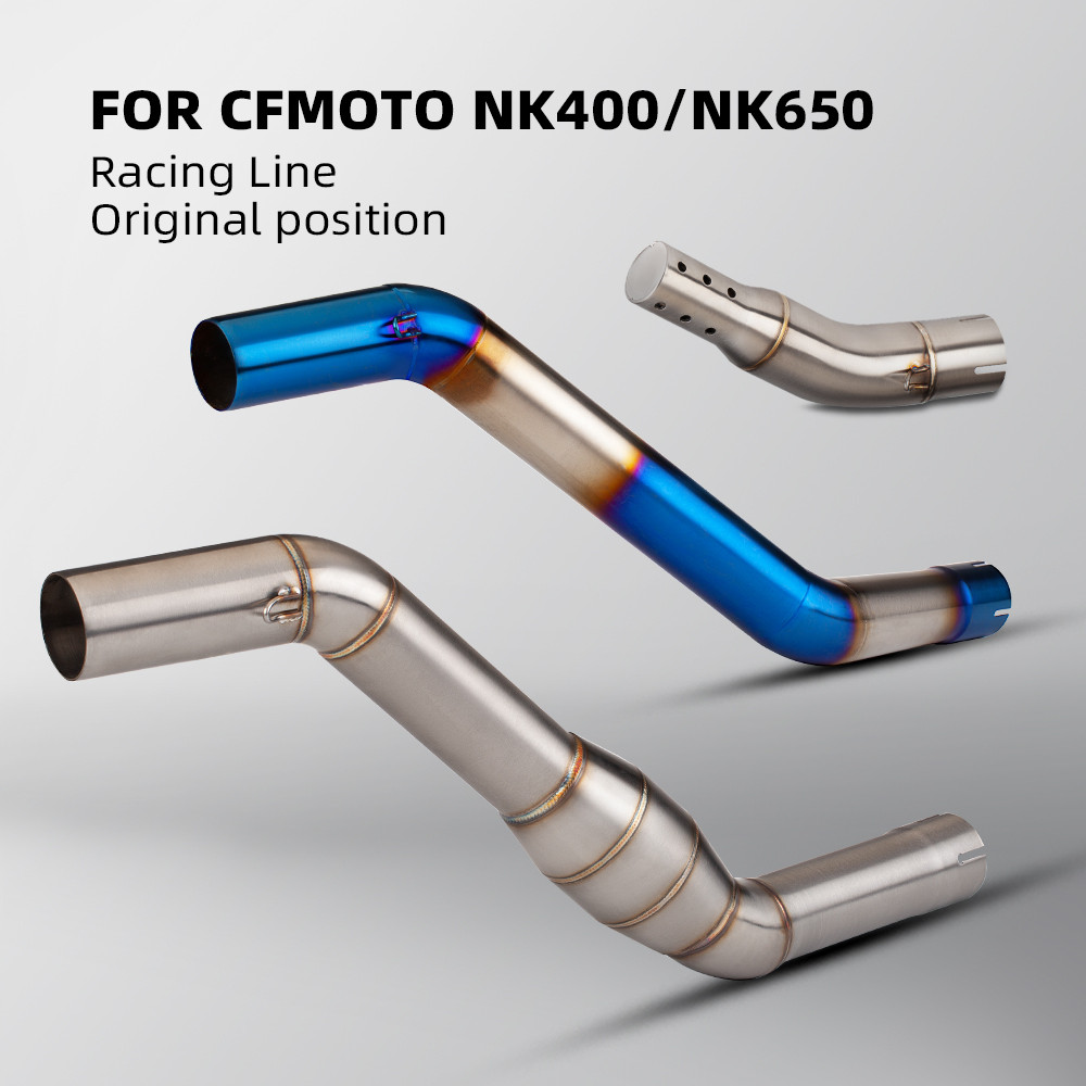 Slip On สําหรับ CFMOTO NK400 NK650 NK 650 ข้อศอก 51 มม.ท่อไอเสียรถจักรยานยนต์ระบบหนีดัดแปลงท่อไอเสียกลาง Link ท่อข้อศอก