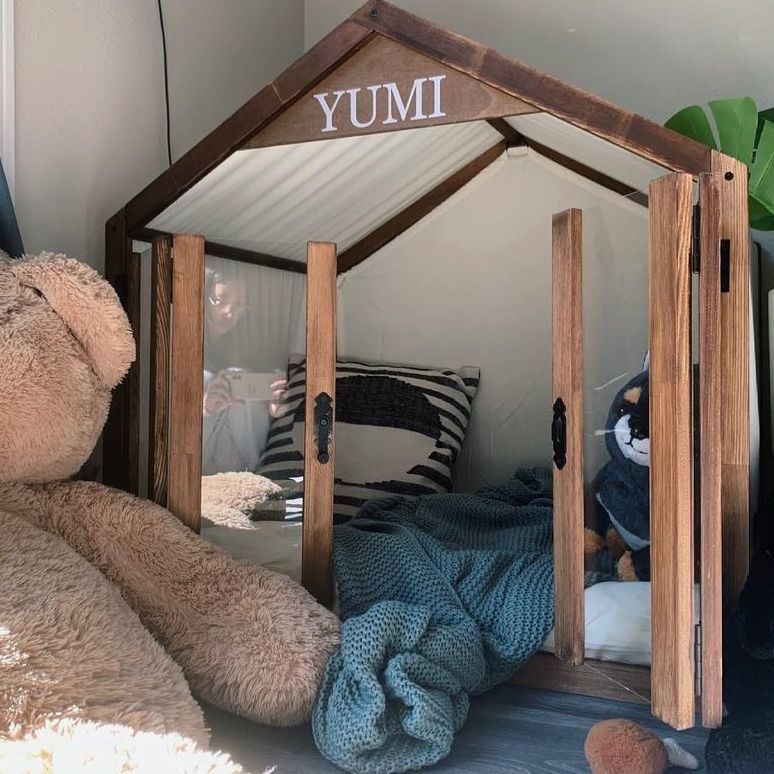 🔥การประกันคุณภาพ🔥 Zongchen Pet Solid Wood Dog Room Indoor High-end Villa Dog House Dog House Four