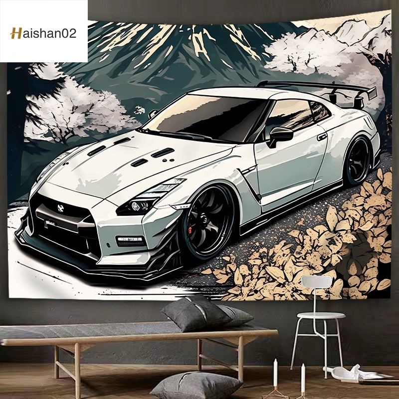 GTR พรมติดผนัง ผ้าตกแต่งหัวเตียงหอพัก ไม่เจาะแขวน อินเทรนด์ โปสเตอร์ติดผนัง