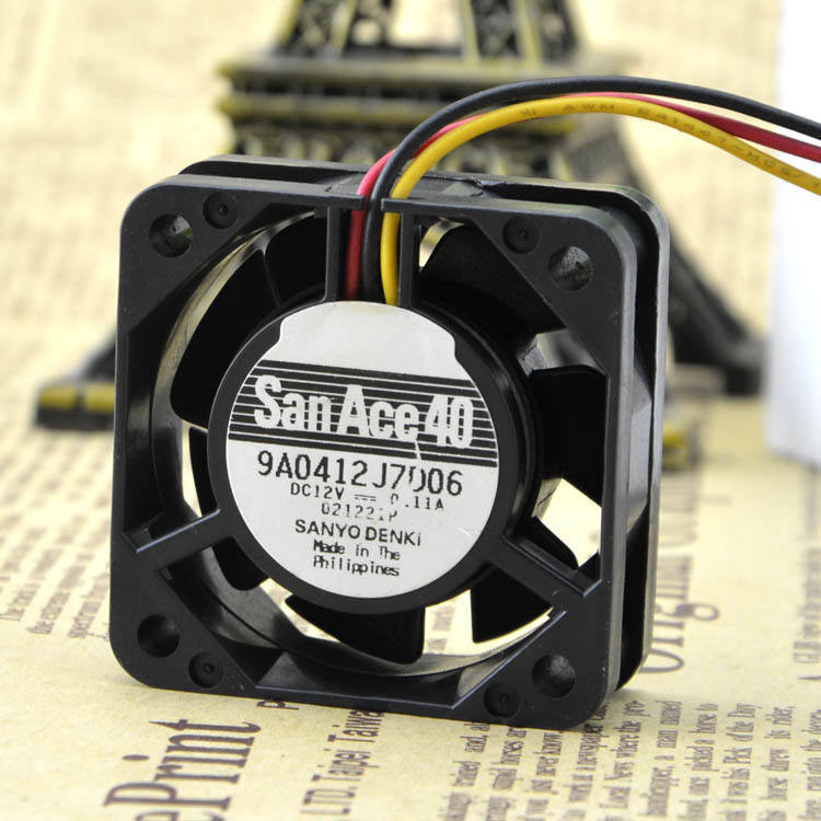 Original Sanyo 4015 12V 0.11A 9A0412J7D06 Double Ball พัดลมระบายความร้อน 3 สาย