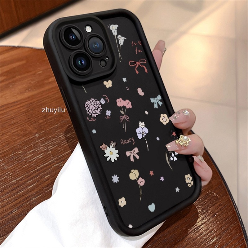 ปลอก Infinix CK6 CK6n CK7n KI5q Full Screen Pink Shock-proof Flowers เคสโทรศัพท์ซิลิโคน