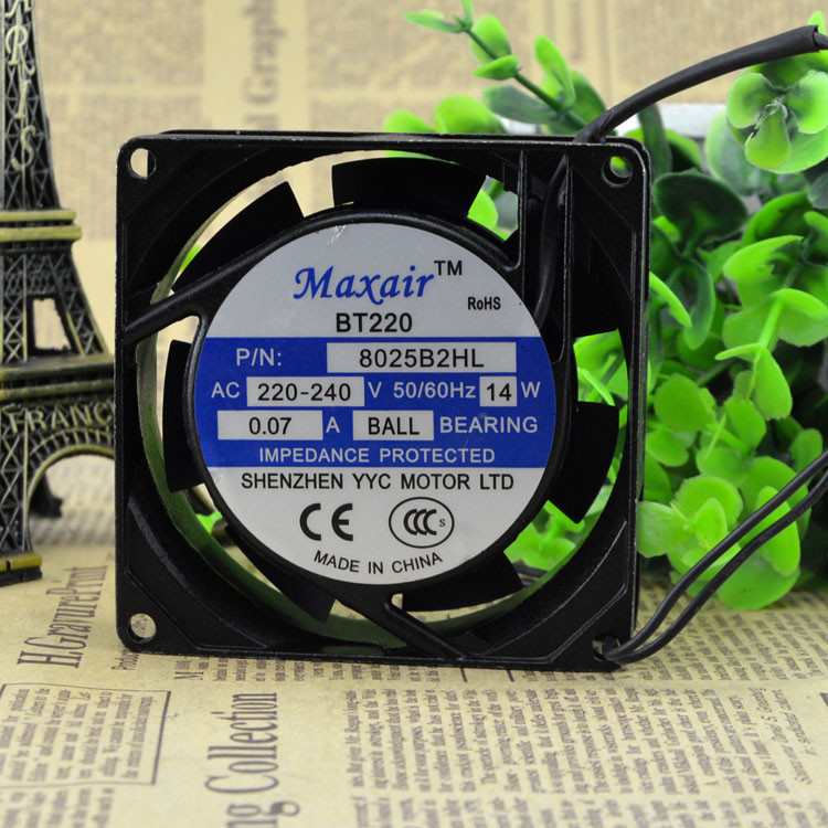 HB BT8025B2HL AXIAL FLOW AC COOLING FAN 8025B2HL BALL BEARINGS 220V