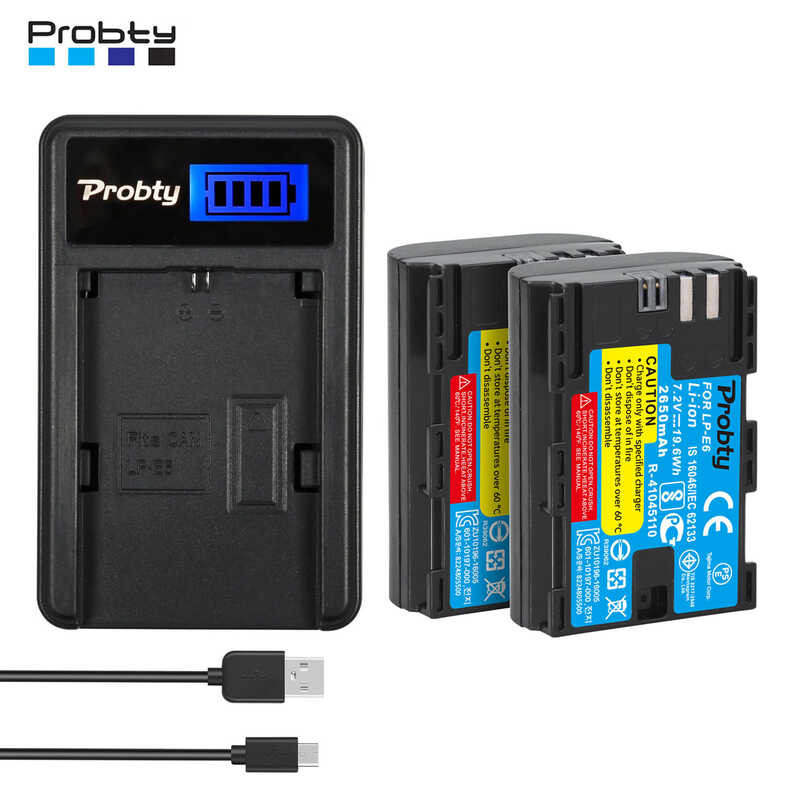 LP-E6 d LPE6 LP-E6N Battery +Charger LCD Display for Canon C700, XC15, EOS 60D, 70D, 80D, 5D Mark