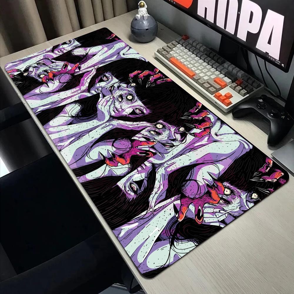 แผ่นรองเมาส์ขนาดใหญ่ Junji Ito Tees สยองขวัญโต๊ะแผ่นรองเม้าส์ HD แผ่นรองโต๊ะขยายคีย์บอร์ดเกมขนาดใหญ่ XXL Gamer Mousepad 90x40