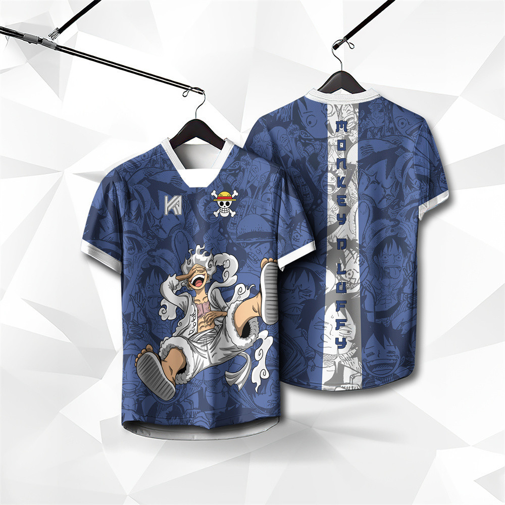 One Piece Retro Collar Jersey อะนิเมะต้องการ Luffy Baju Raya 2024 Viral Lelaki Streetwear ญี่ปุ่น Jersi Viral Lelaki Kanak Kanak Kanak Berkolar Full Sublimation
