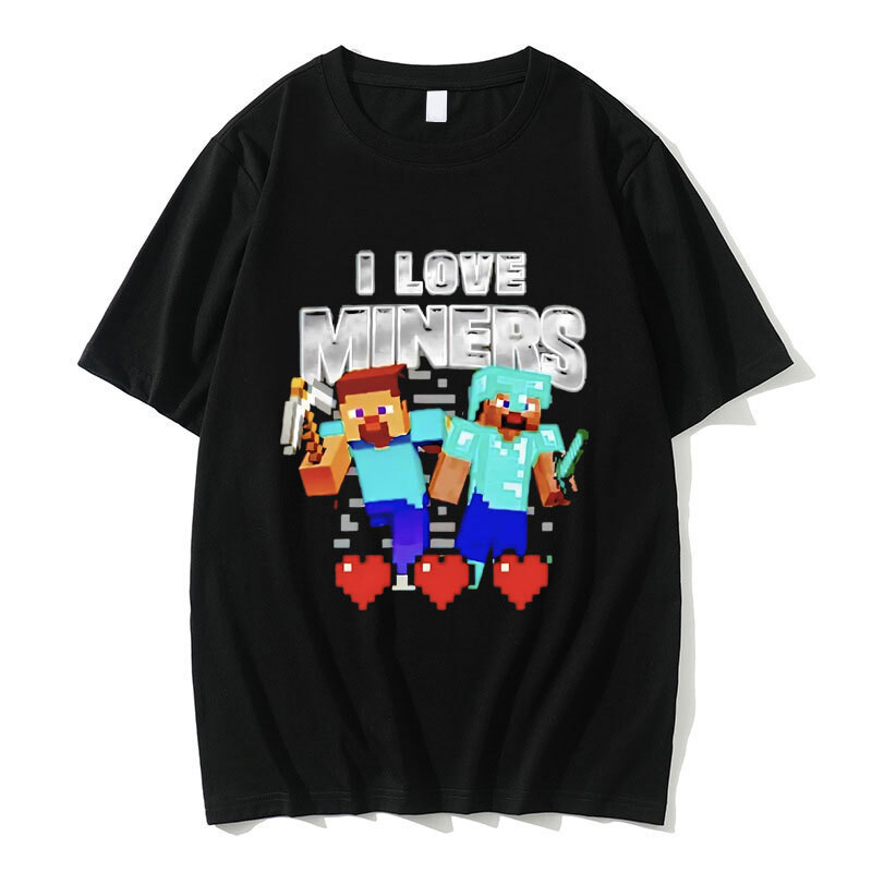 I Love Miners พิมพ์ Tshirt Otaku เกมตลก Meme เสื้อยืด Crewneck ชายฤดูร้อนผ้าฝ้ายแขนสั้นผู้ชายขนาดใหญ่ T เสื้อ