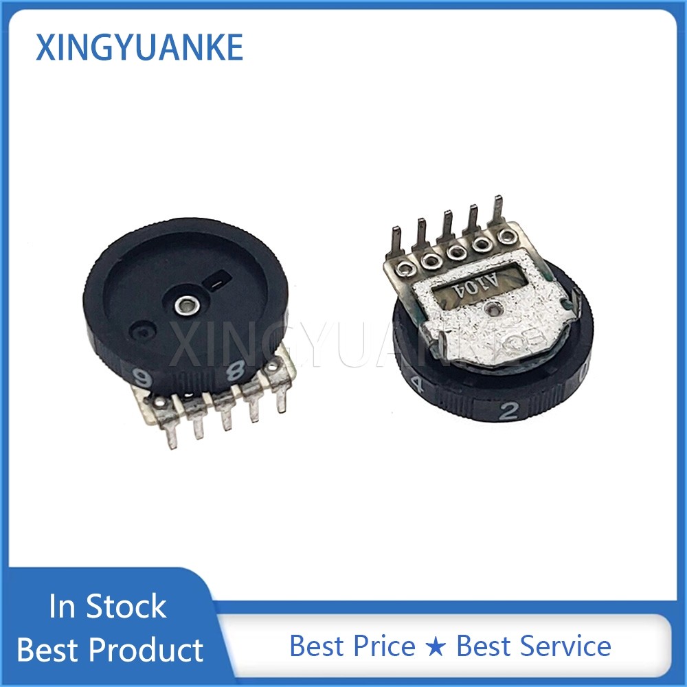 10 ชิ้น/ล็อต 14*2.8 มม.เกียร์คู่ Dial Potentiometer A100K A104 สวิทช์ระดับเสียง 5-Pin 100K Ohm