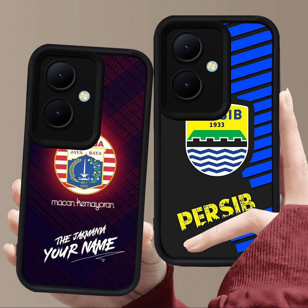 E21 ฟุตบอล Club Persib ปลอกสําหรับซิลิโคนสีดํา OPPO Reno 13F 11F 8T 11 10 Pro 5G