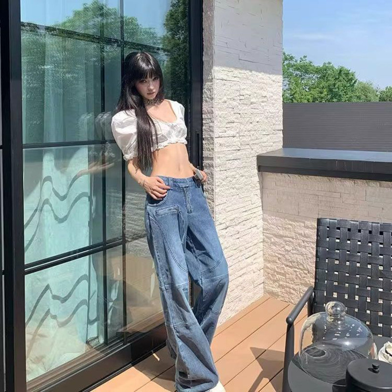 GS.ART Mint Mambo Lace Puff Sleeve Shirt Light Luxury Top