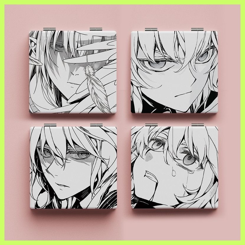 กระจกแต่งหน้ากระจกกระจกพับ Hiiragi Shinoa Hyakuya Yuichiro Serai Shinoa Hyakuya Yuichiro Ending กระจ