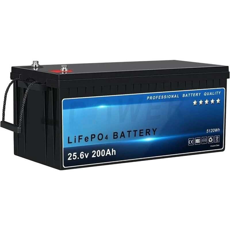 แบตเตอรี่ลิเธียม LiFePO4 200Ah 24V 5000+ รอบการใช้งานลึก พร้อม BMS 200A ในตัว สูงสุด5120Wh พลังงาน ส