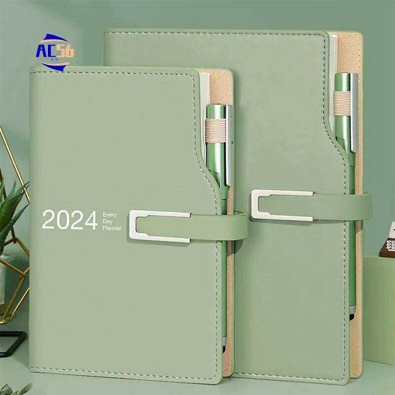 หมายเหตุหนังสือและแผ่น AC56-2024 Plan Schedule ปฏิทินนี้ One Page A Day Stationery Notebook Off Tool