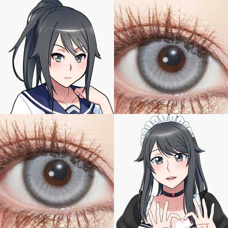 Aishi Ayano cos ความงามคอนแทคเลนส์เครื่องจําลองสีเทาวันโยนขนาดเล็กขนาดใหญ่เส้นผ่าศูนย์กลางคอนแทคเลนส