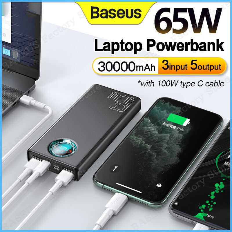 ❤ Baseus 65W Powerbank พลังมือถือ 30000Mah Pd3.0 ชาร์จอย่างรวดเร็ว 3.0 FCP