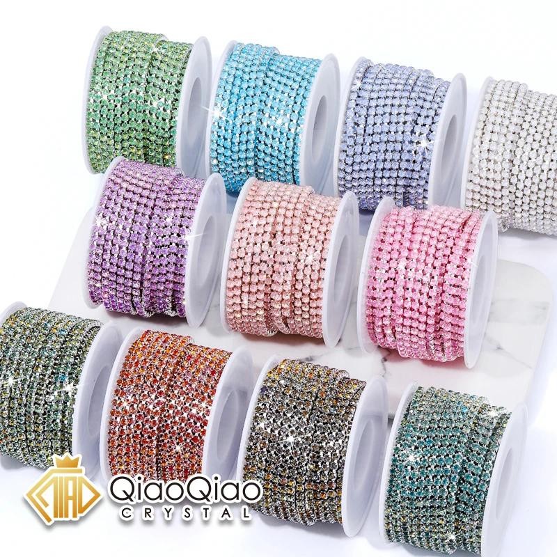 Qiao Mocha Opal 10Yard/roll Rhinestones Trim ถ้วยโซ่เพชรตกแต่ง 9.2M
