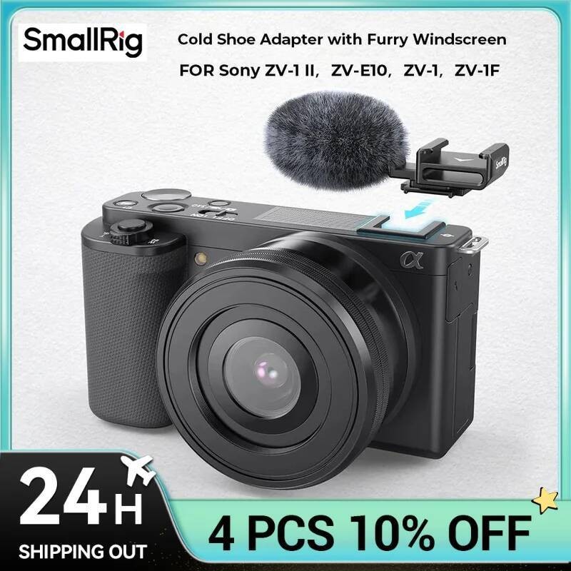 SmallRig Cold Shoe Adapter with Furry Windshield for Sony for ZV-1 II / ZV-1F / ZV-E1 / ZV-E10 กล้อง