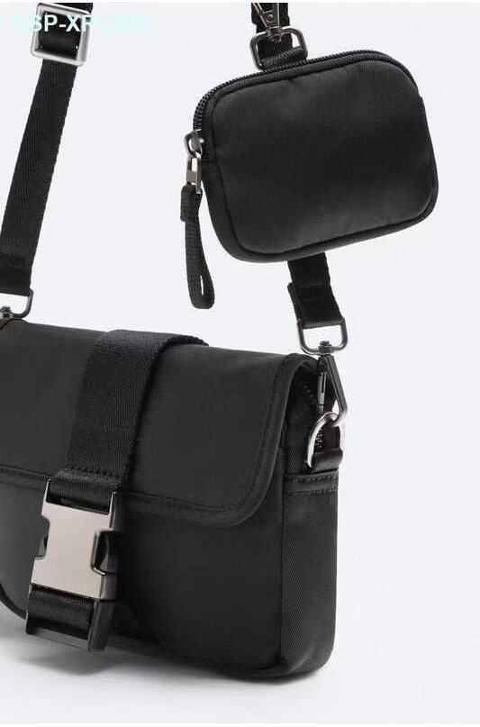 ❤ Zaraˉ Nylon Shoulder 2023 Autumn New Men's Black Two-Piece Coin Purse Lock Flip Mini Crossb