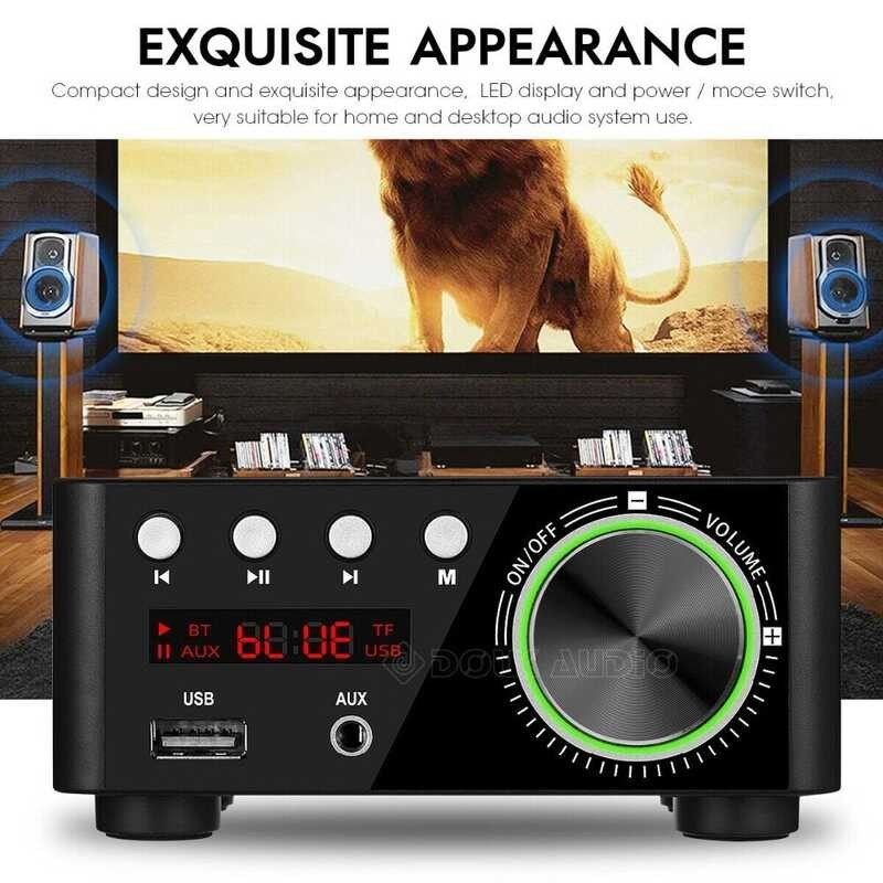 HIFI Bluetooth 5.0 Digital Power Amplifier Receiver Stereo Home Car Audio Amp Support Rca/Aux/Usb/B