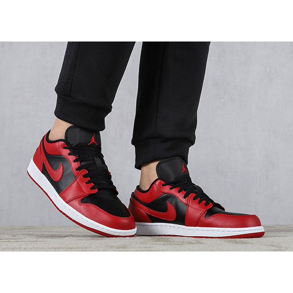 nj ♞,♘ไนกี้ อจ1 สีแดง 553558- 606/nike Air Jordan 1 Low Jordan 1st Generation Jordan 1 Low-Top รองเ