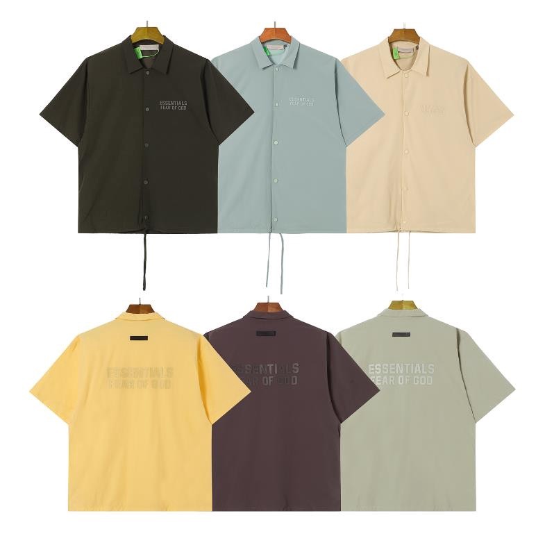 ใหม่ เสื้อเชิ้ตแขนสั้น แบบหนา แห้งเร็ว ลายหมอก ESSENTIALS 9 เส้น