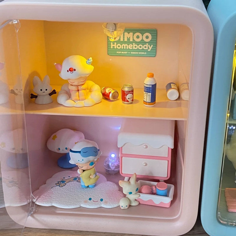 dimoo display box qunar series blind box storage box ออกไปข้างนอกด้วยกัน ขาตั้งจอแสดงผลเดสก์ท็อป ข้