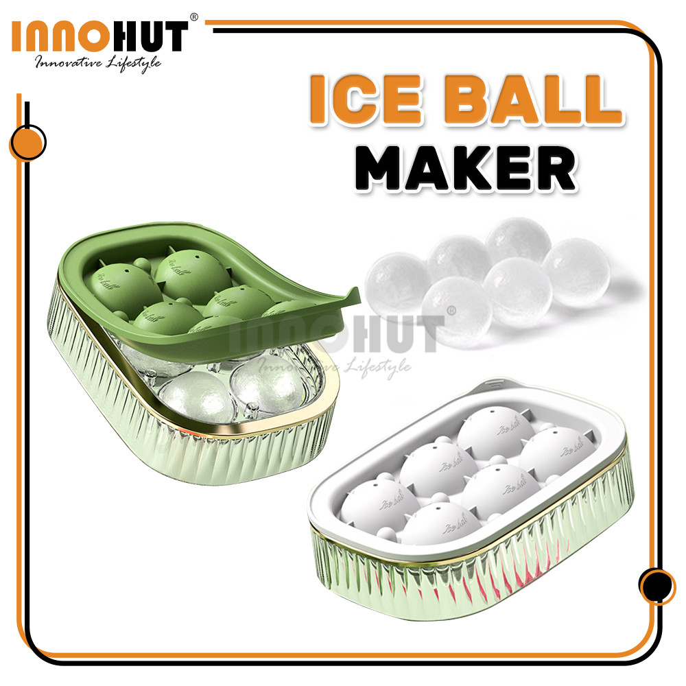 [6 ช่อง] Innohut Round Ice Cube Tray Ice Ball Maker Mould Acuan Ais Mold Bekas Ais Batu Dulang Ais I
