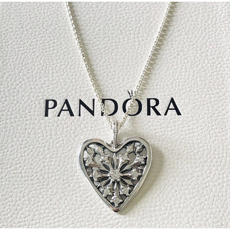 Pandora แท้% สร้อยคอพร้อมจี้หัวใจ new