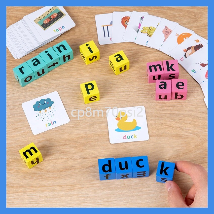 รุ่นขายดี  Baby Montessori Toys Spelling Word Blocks English Cards Puzzle Game Alphabet Learning E