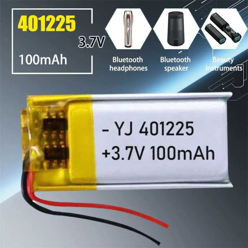 ลิเธียมโพลิเมอร์401225 แบตเตอรี่ 3.7V 100mAh โพลีเมอร์ลิเธียมแบบชาร์จได้สำหรับหูฟังบลูทูธ Beauty Ins