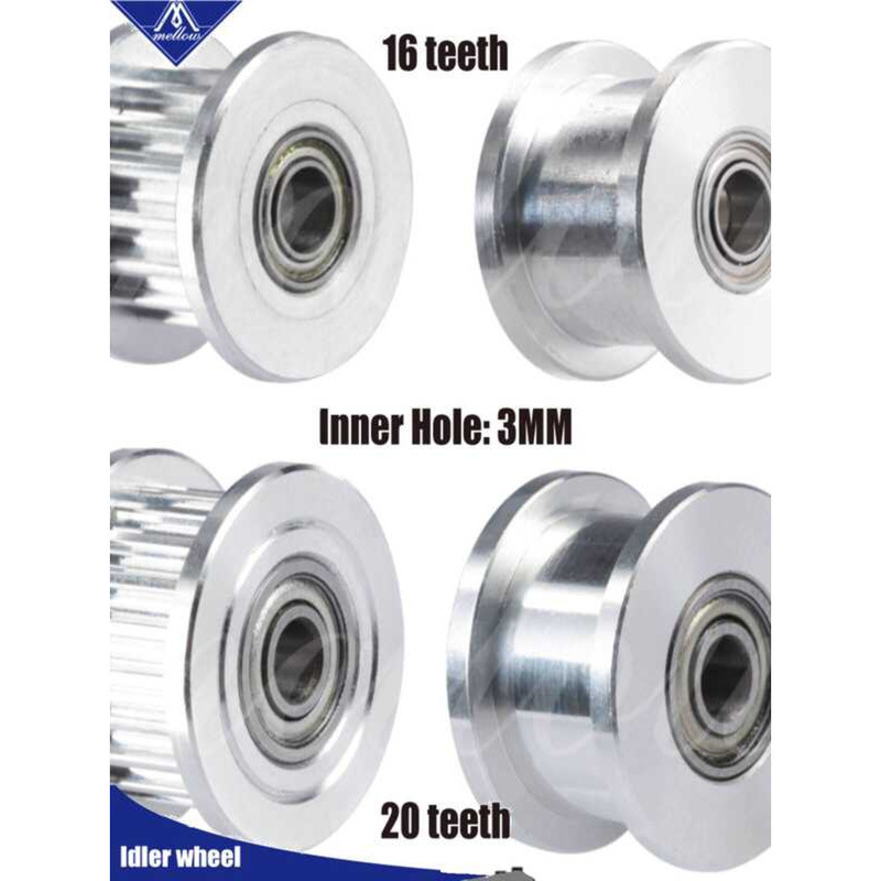 อะไหล่เครื่องพิมพ์ 3D Mellow Gates Gates 16 ฟัน 20 ฟัน 2GT 6mm รอกอิเลอร์ รูใน 3mm