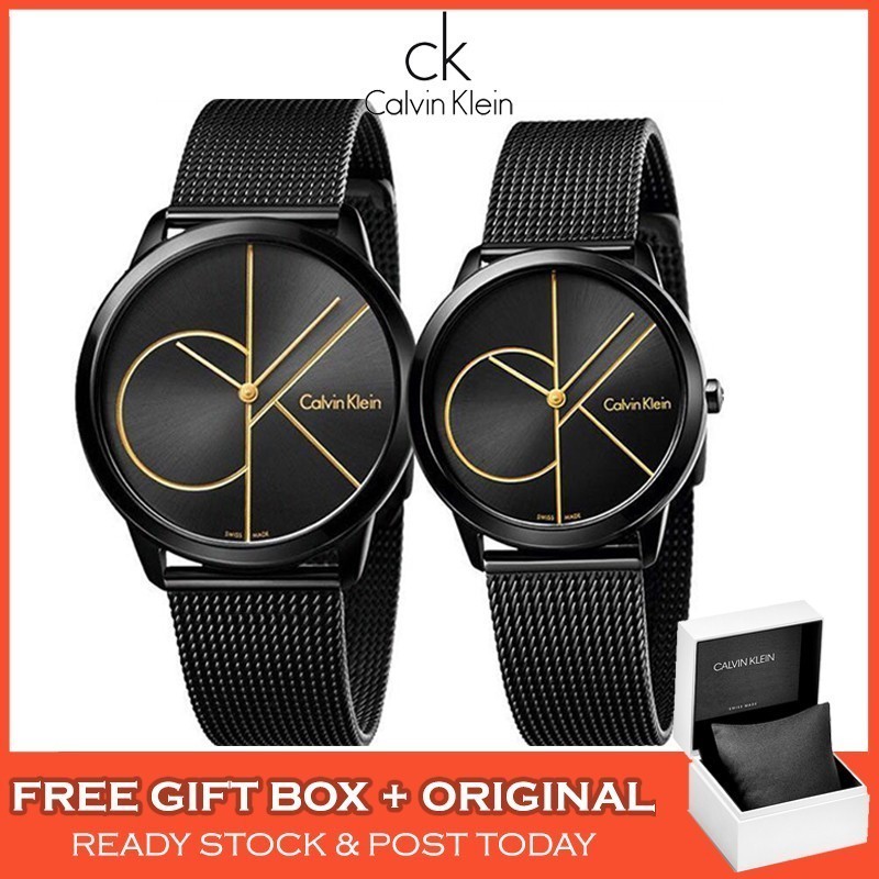 [ แท ้ ] Calvin Klein Minimal Men Women Ladies Couple Watch Jam Tangan Lelaki Perempuan Wanita K3M2
