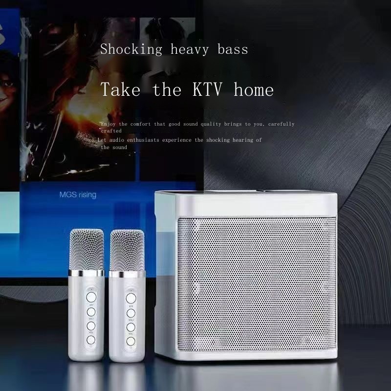 Cross-border YS203K เพลงลําโพงไร้สายบลูทูธไมโครโฟนคู่ All-in-One ครอบครัวกลางแจ้ง KTV Audio