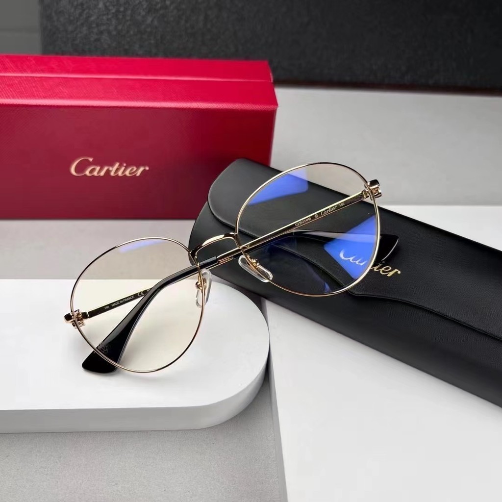 พร้อมสต็อก Cartier กรอบแว่นตา Cartier CT04490 52-16-140 Ultra-Light หลายรูปแบบธรรมดาสายตาสั้นกรอบแว